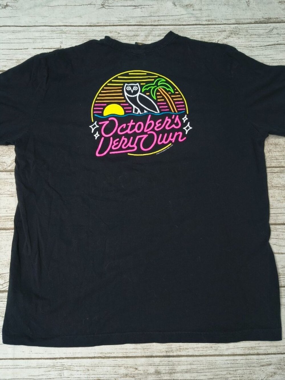 October's Very Own OVO Neon Sign Black T Shirt Men Size XXL